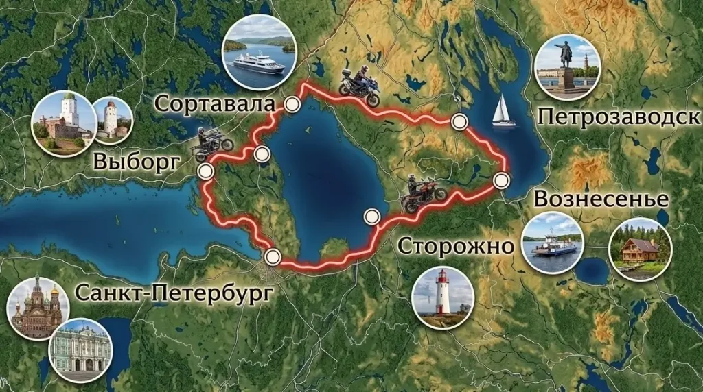 Маршрут мототура по Карелии